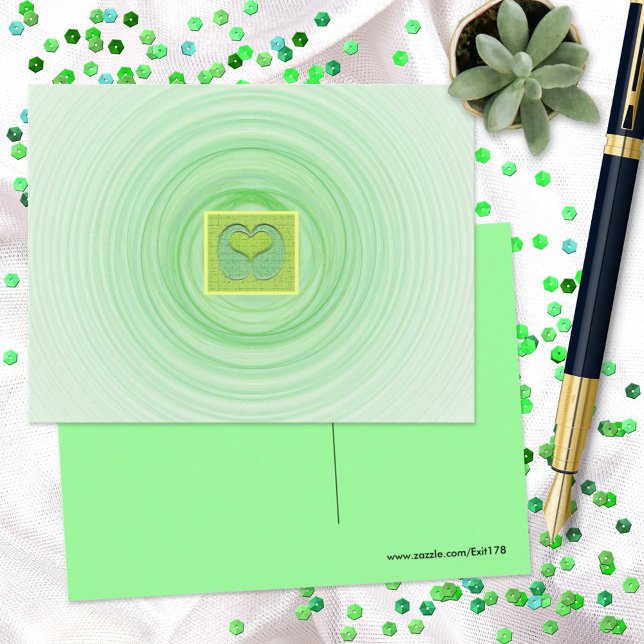 Love You Concept Framed Green Heart In Spirals Postcard (Creator Uploaded)