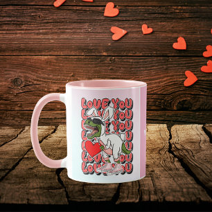 Love You, Cute Dinosaur in Bunny Costume Mug