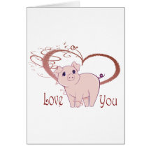 Love You, Cute Pig and Swirl Heart