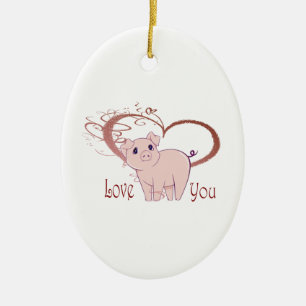 Love You, Cute Piggy Art Ceramic Tree Decoration