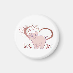 Love You, Cute Piggy Art  Magnet