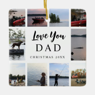 Love You Dad 10 Customisable Photos Christmas Ceramic Ornament