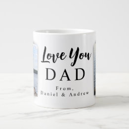 Love You Dad | 2 Customisable Photos And Names Large Coffee Mug