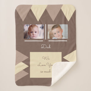Love you Dad brown and cream photos Sherpa Blanket