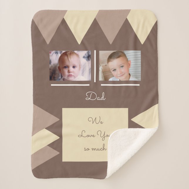 Love you Dad brown and cream photos Sherpa Blanket (Front)
