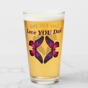 Love You Dad Butterfly Beer Glass Father's Day