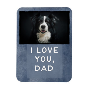 Love You Dad Custom Dark Blue Dog Photo Magnet (B)