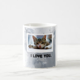 Love You Dad Custom Grey Cat Photo Mug