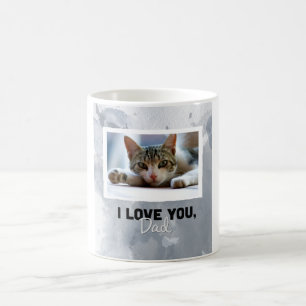 Love You Dad Custom Grey Cat Photo Mug