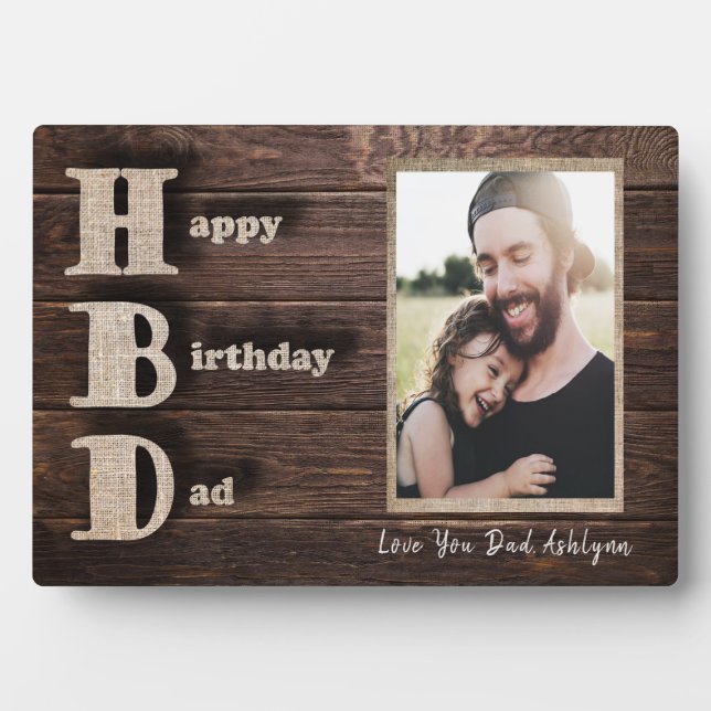 Love You Dad | Custom Photo | Happy Birthday Dad Plaque (Front)