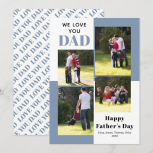 Love You Dad dusty blue Father's Day photo card