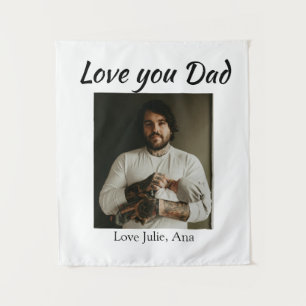 love you dad fathers day add photo name simple tapestry