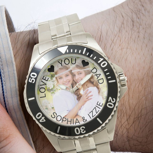 Love You Dad Framed Photo Personalised Watch (Photo gift for dad)