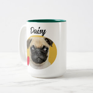 Love you Dad funny dog quote & custom photo/name Two-Tone Coffee Mug