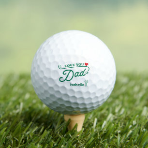 Love You Dad Green Typography Father's Day Golf Balls