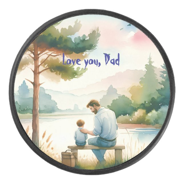 Love you, Dad Hockey Puck (Front)