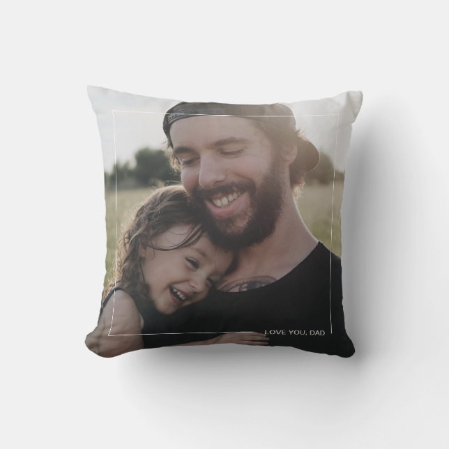 Love You Dad Minimalist Photo Father's Day Gift Cushion (Front)