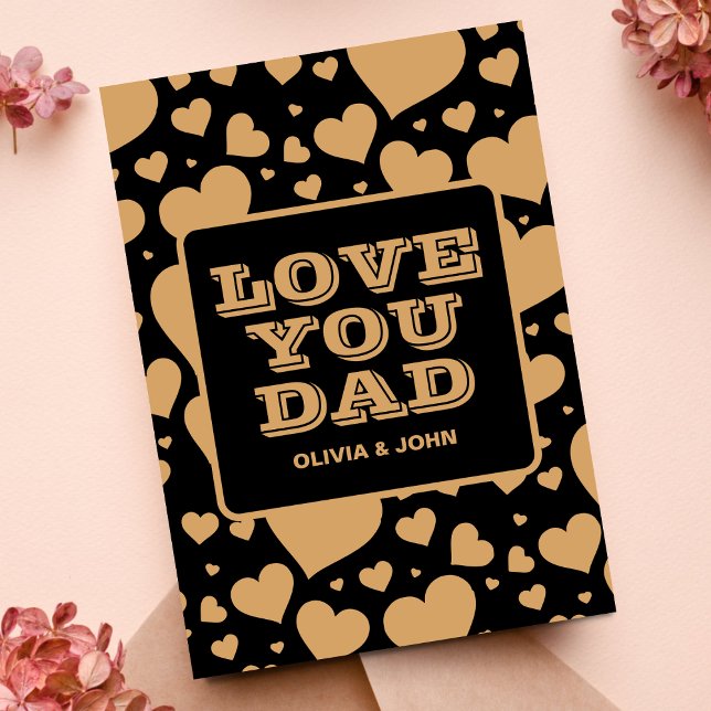 Love You Dad Modern Black Heart Photo Father's day Card (Creator Uploaded)