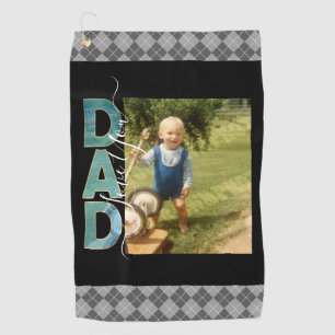 Love You Dad One Photo Rustic Golf Towel