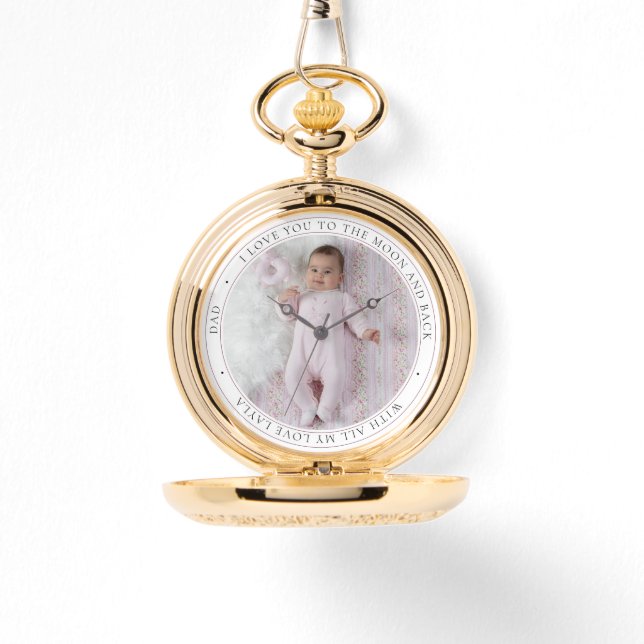 Love You Dad Personalised Photo Fathers Day Pocket Watch (Front)