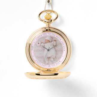Love You Dad Personalised Photo Girl Pink Pocket  Watch