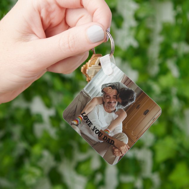Love You dad < personalised Photo  Keychain Bottle (Hand)