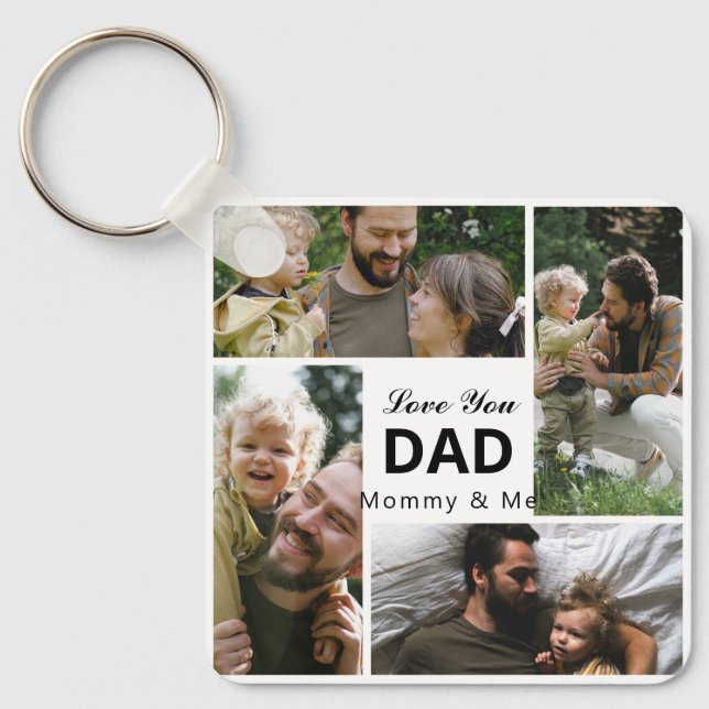 Love You Dad Photo Collage Family Gift Key Ring (Front)