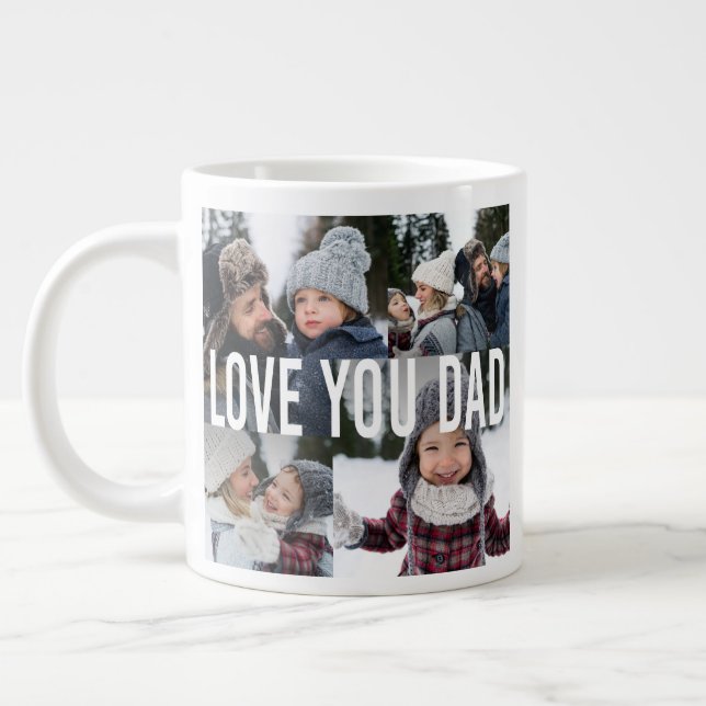 Love You Dad Photo Collage Father's Day Large Coffee Mug (Left)