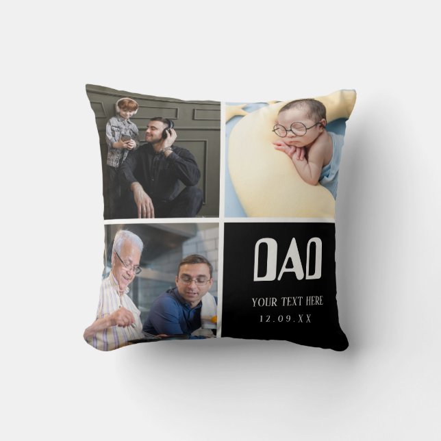 Love You dad | Photo Collage Handwritten Text Cushion (Front)