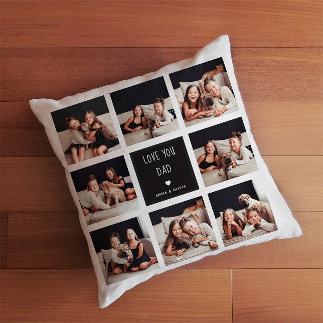 Love You Dad | Photo Collage Handwritten Text Cushion (Creator Uploaded)