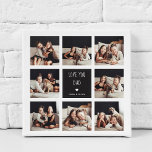 Love You Dad | Photo Collage Handwritten Text Faux Canvas Print<br><div class="desc">This simple and stylish faux canvas print says "Love you Dad" in trendy, handwritten white text, with a matching heart and a spot for your name, on a black square centre frame. There is a photo grid with room to show off eight of your favourite personal photos for a Father's...</div>