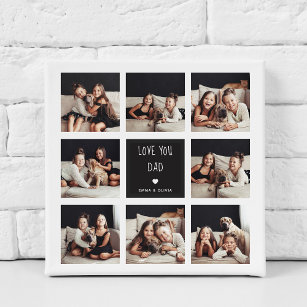 Love You Dad   Photo Collage Handwritten Text Faux Canvas Print
