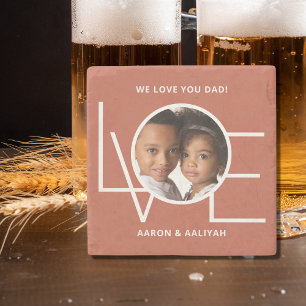 Love You Dad Photo Stone Coaster