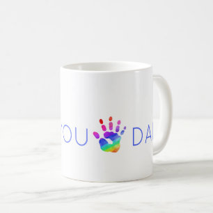 LOVE YOU DAD Rainbow Hand Colourful Kids Keepsake Coffee Mug