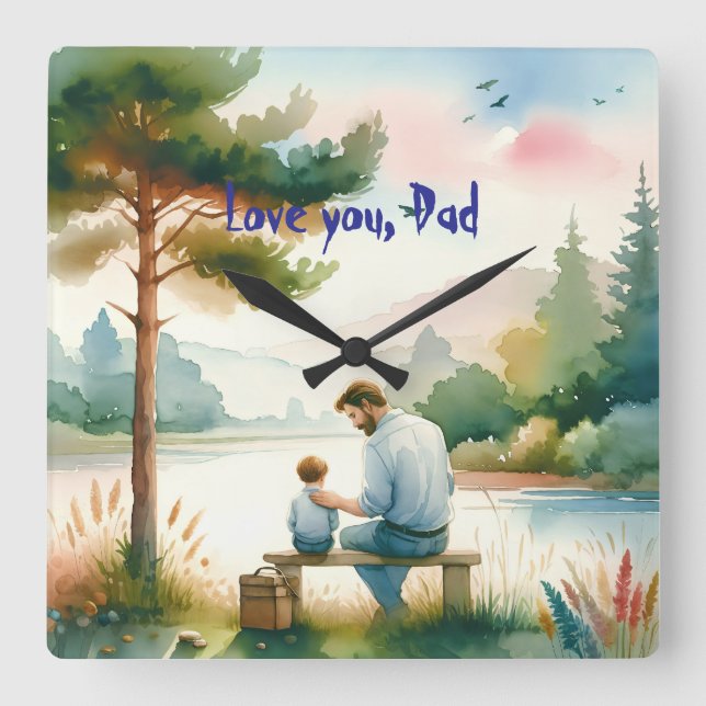 Love you, Dad Square Wall Clock (Front)