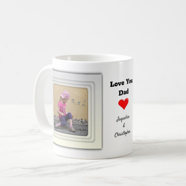 Love You Dad Two Photo And Text Coffee Mug (Front Left)