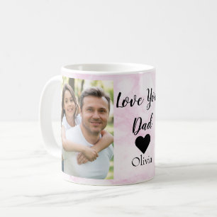 Love You Dad   Two Photo Handwritten Text Coffee Mug