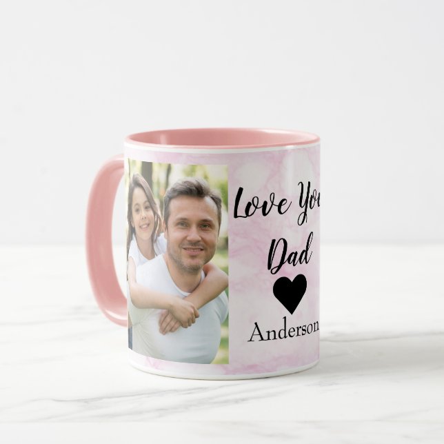 Love You Dad | Two Photo Script and Heart Mug (Front Left)