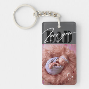 Love You Dad Typography 2 Photo Keychain