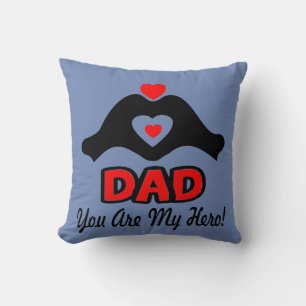 ❤↷Love You Dad, You are My Hero Fabulous Throw Cushion