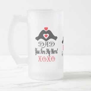 ❤🍺↷Love You Dad, You are My Hero Frosted Beer Frosted Glass Beer Mug