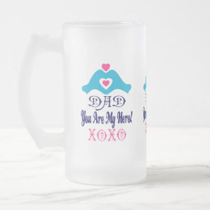 ❤🍺↷Love You Dad, You are My Hero Frosted Beer Frosted Glass Beer Mug
