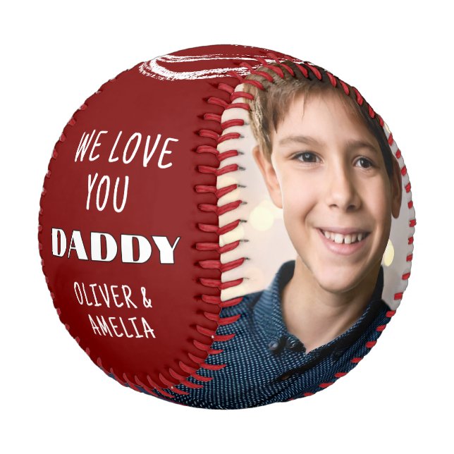 Love You Daddy 2 Photo Collage Father's Day Baseball (Angled)