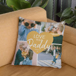 Love You 'Daddy' Custom Photo Collage Heart  Cushion<br><div class="desc">Discover the charm of this Cute Modern Pillow! It’s perfect for showing your affection to the special man in your life. Features a 4 Photo Collage Template, a central blue heart, and the message 'LOVE YOU Daddy'. The reverse can be changed to any color for a personal touch. It’s ideal...</div>