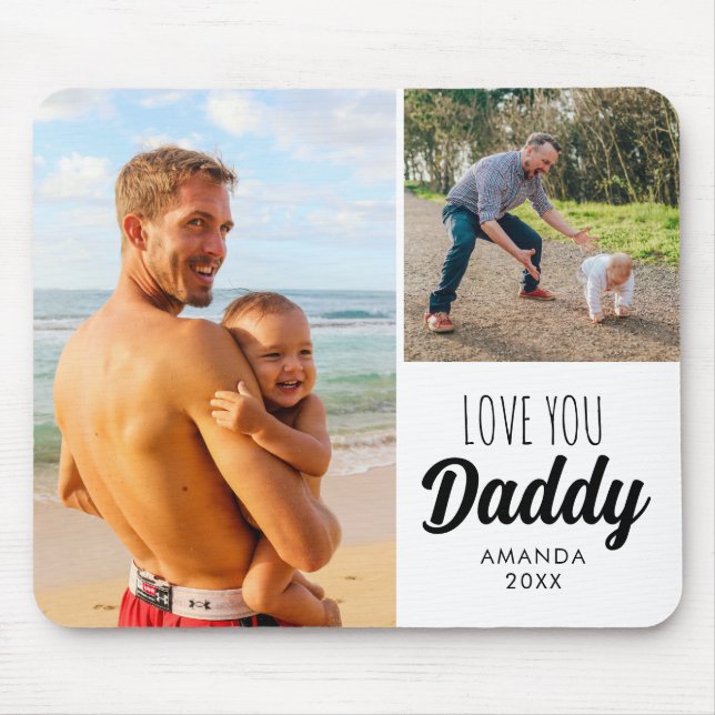 Love You Daddy | Dad Custom Two Photos  Mouse Mat (Front)