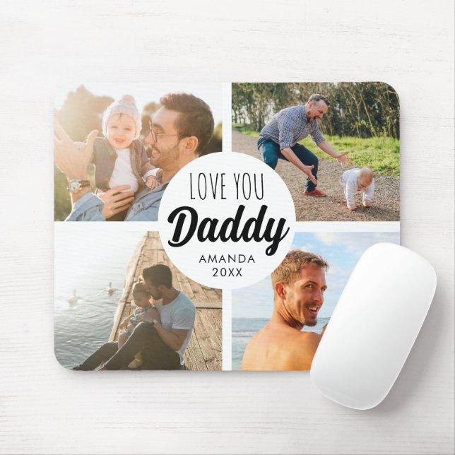 Love You Daddy | Dad Photo Grid Mouse Mat (With Mouse)