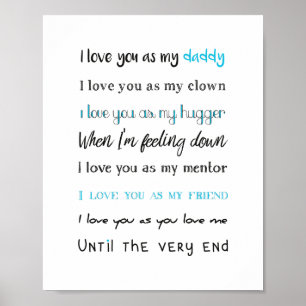Love You Daddy, Fathers Day, Birthday Poster
