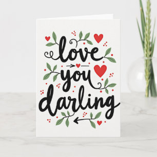 Love You Darling Faux Gold Foil Card
