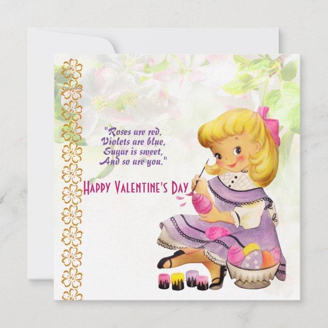 Love You Daughter Rustic Floral Vintage Valentine  (Front)