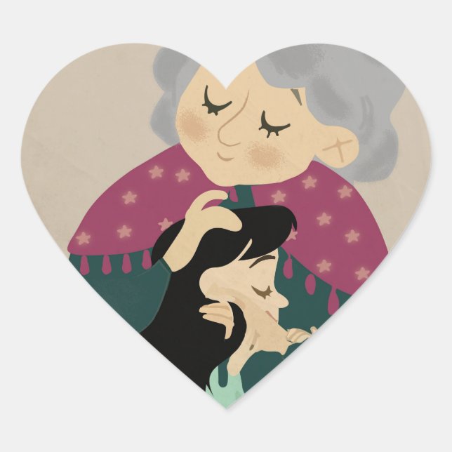  Love you dear Grandmother  Heart Sticker (Front)
